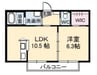 ヴァンデボヌール 1LDKの間取り