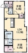 ツアンガーデン　Ａ棟 2LDKの間取り