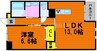 ZEUS岡山北 1LDKの間取り