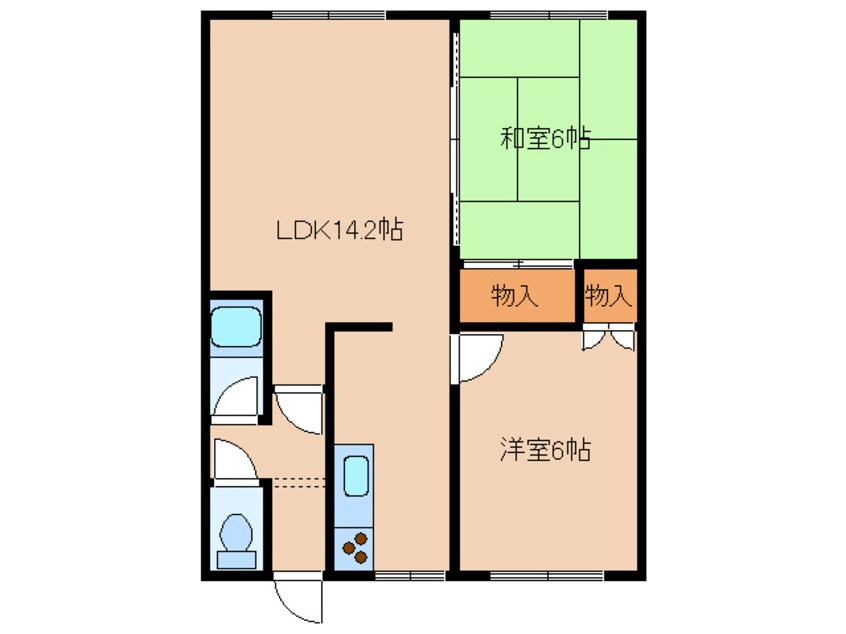 間取図 函館本線/函館駅 車移動　25分6km 2階 築39年