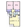 ジェルメ日乃出町 2LDKの間取り