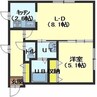 アリエーテ旭町 1LDKの間取り