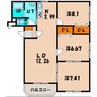コーポワカサ２ 3LDKの間取り