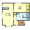 アイバリー西桔梗 1LDKの間取り
