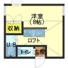 テラハウス深堀 1Rの間取り