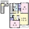 キャトルセゾンＣ 2LDKの間取り