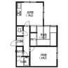 ハイブローム富岡 2DKの間取り