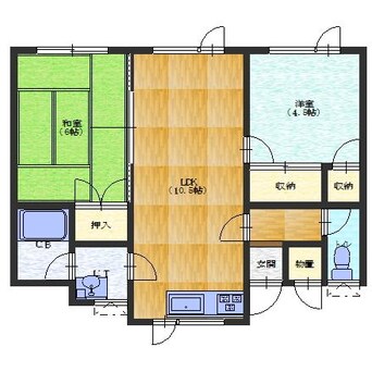 間取図 函館バス（函館市）/工業高校前 徒歩4分 1階 築35年