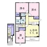 サンリット桔梗Ⅱ 3LDKの間取り