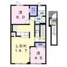 プライムガーデン 2LDKの間取り