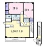 ベルクール石川3号館 2LDKの間取り