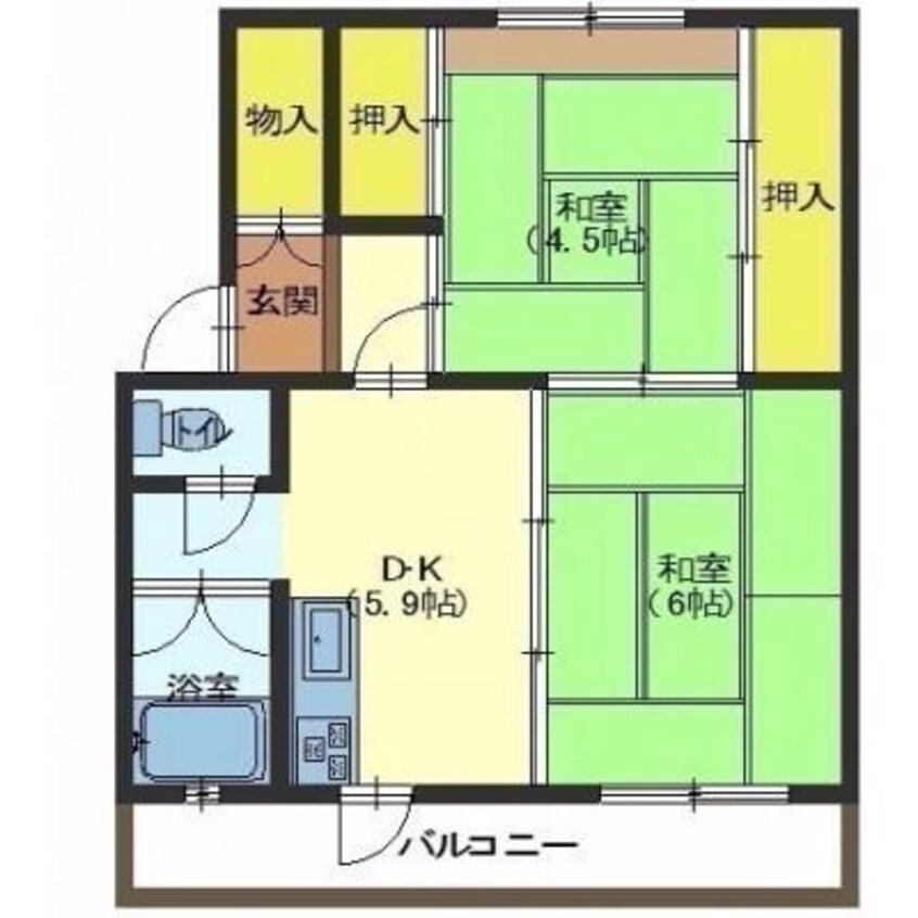 間取図 函館市電２系統/深堀町駅 徒歩6分 4階 築47年