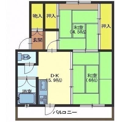 間取り図 函館市電２系統/深堀町駅 徒歩6分 4階 築47年