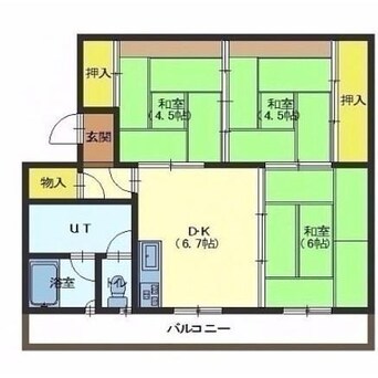 間取図 函館市電２系統/深堀町駅 徒歩7分 3階 築47年