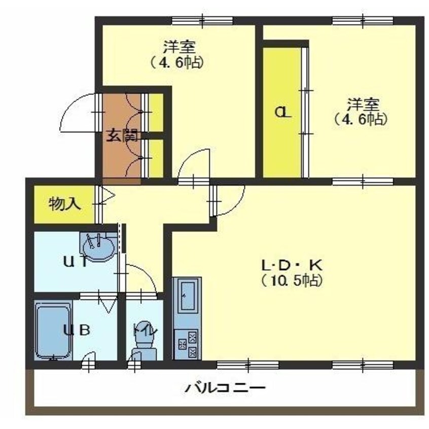 間取図 函館市電２系統/深堀町駅 徒歩6分 2階 築47年