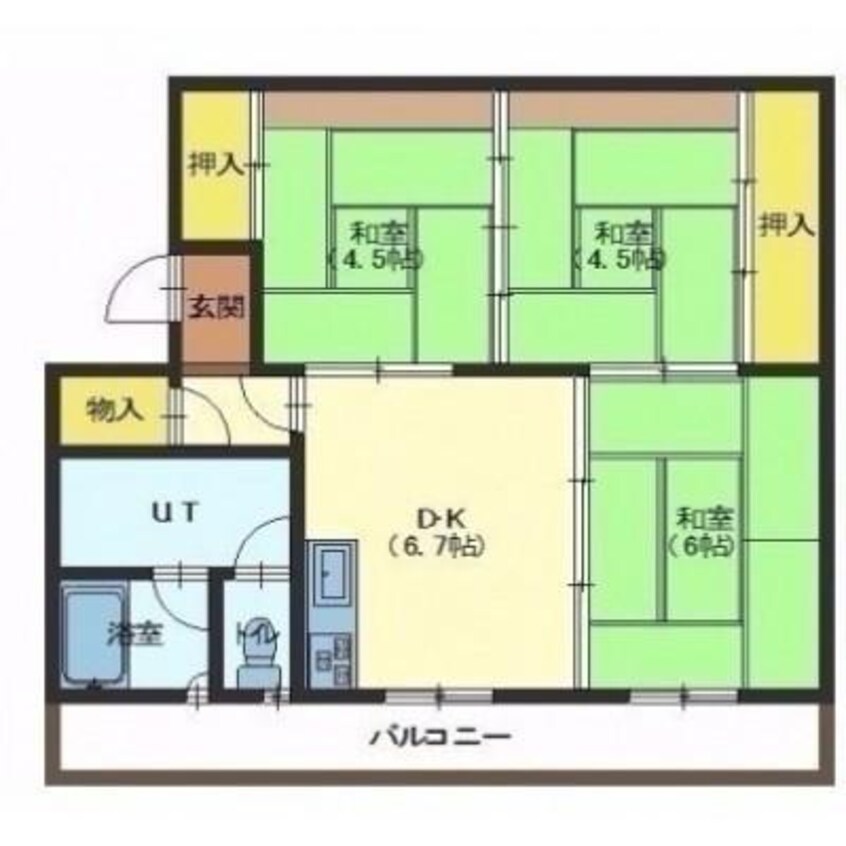 間取図 函館市電２系統/深堀町駅 徒歩6分 3階 築47年