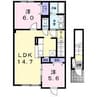 ライズ 2LDKの間取り
