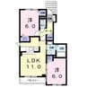 Un Calmly1号館 2LDKの間取り
