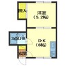 コーポ白鳥 1DKの間取り