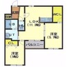 グランソレーユⅡ 2LDKの間取り