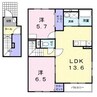 ファミーユ学園通 2LDKの間取り