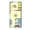 パルティールⅥ 1DKの間取り