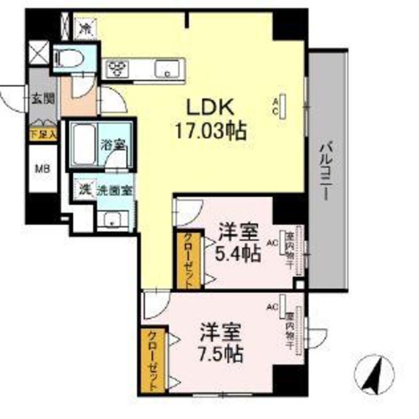 間取図 沖縄都市モノレール<ゆいレール>/美栄橋駅 徒歩12分 6階 築2年