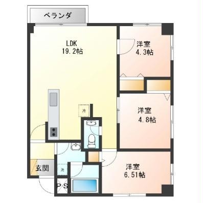 間取り図 沖縄都市モノレール<ゆいレール>/古島駅 徒歩25分 4階 1年未満