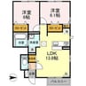 D－room瑞風 2LDKの間取り