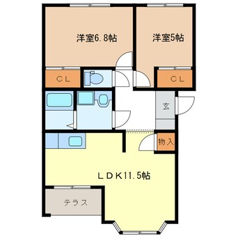 間取図 ヴィレッジ川原　東・西棟