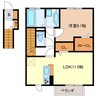 ジーウィズダム　B棟 1LDKの間取り
