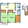 松花邸A棟 2DKの間取り