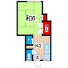 潮見アパート 1Kの間取り