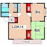 フレグランスクレールＢ棟 2LDKの間取り