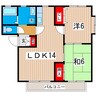 フレグランスクレールＣ棟 2LDKの間取り