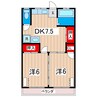 ヤママス６号荘 2DKの間取り
