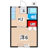 内山ハイツ 1Kの間取り