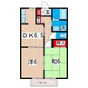 ベルドミールＢ 2DKの間取り