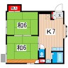 アベニュータウンA棟 2DKの間取り
