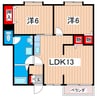 ポム・ド・テール 2LDKの間取り