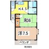 スカイパレス老野森 2Kの間取り