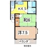 スカイパレス老野森 2Kの間取り