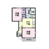 パレクロスロードＢ 2DKの間取り