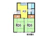 山形新幹線/天童駅 徒歩10分 2階 築36年 2Kの間取り