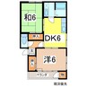 ハイツフレンドＢ棟 2DKの間取り