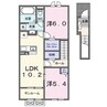 ヴィラ　ルーチェ B 2LDKの間取り