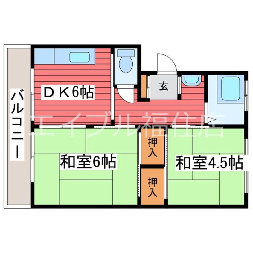 間取図 朝日ハイツ２号棟