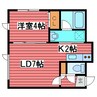 フォレスト北野通 1LDKの間取り