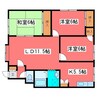 コーポクラークヒルＢ 3LDKの間取り