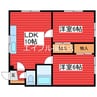 第2東園ハイツ 2LDKの間取り